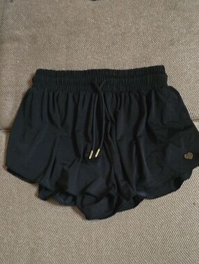 Justice Black Athletic Pull-On Shorts with Gold Accents